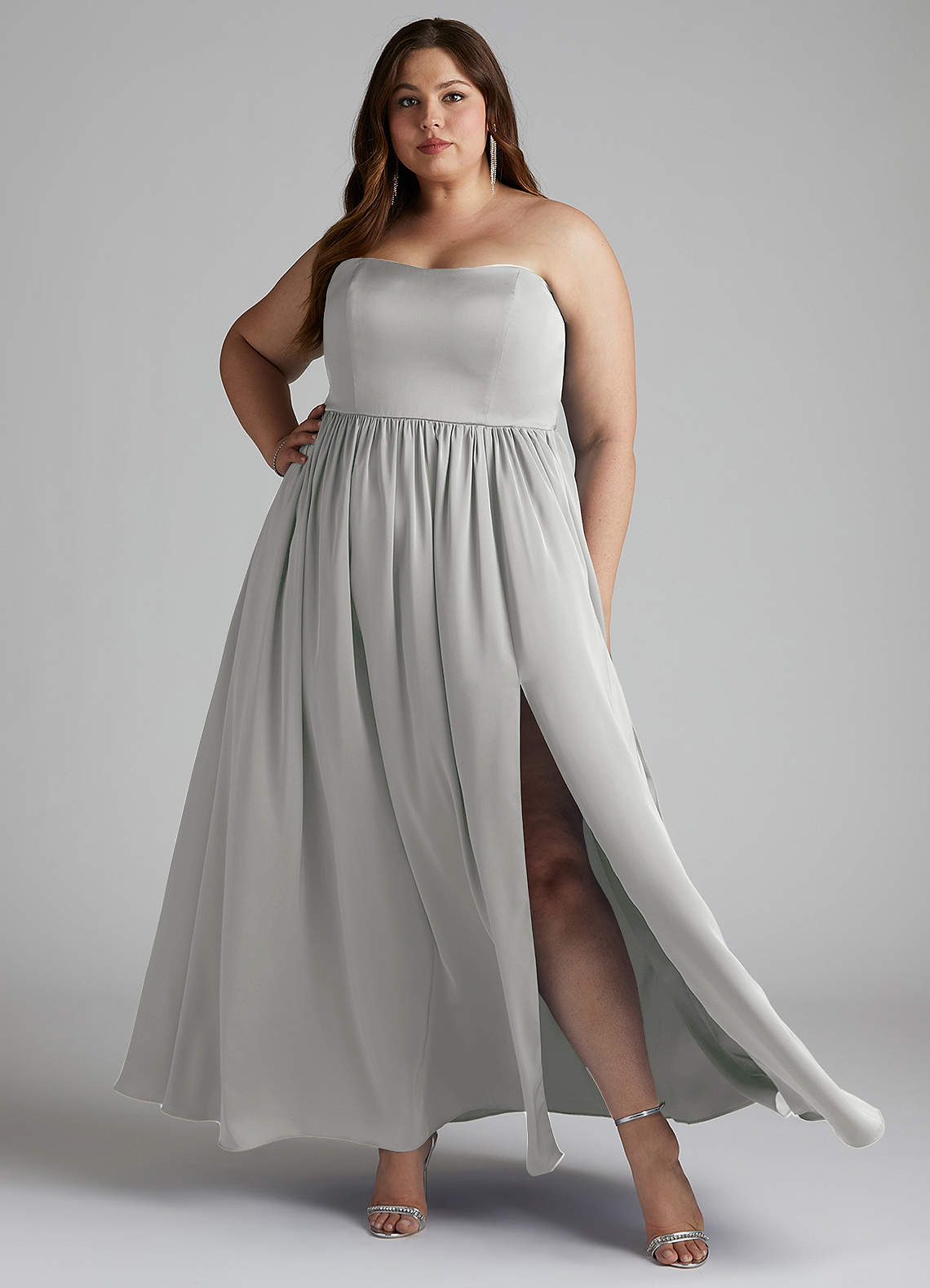 Azazie Morana Ready to Ship Silver Stretch Satin Bridesmaid Dresses | Azazie Azazie Morana Ready to Ship Silver Stretch Satin Bridesmaid Dresses | Azazie