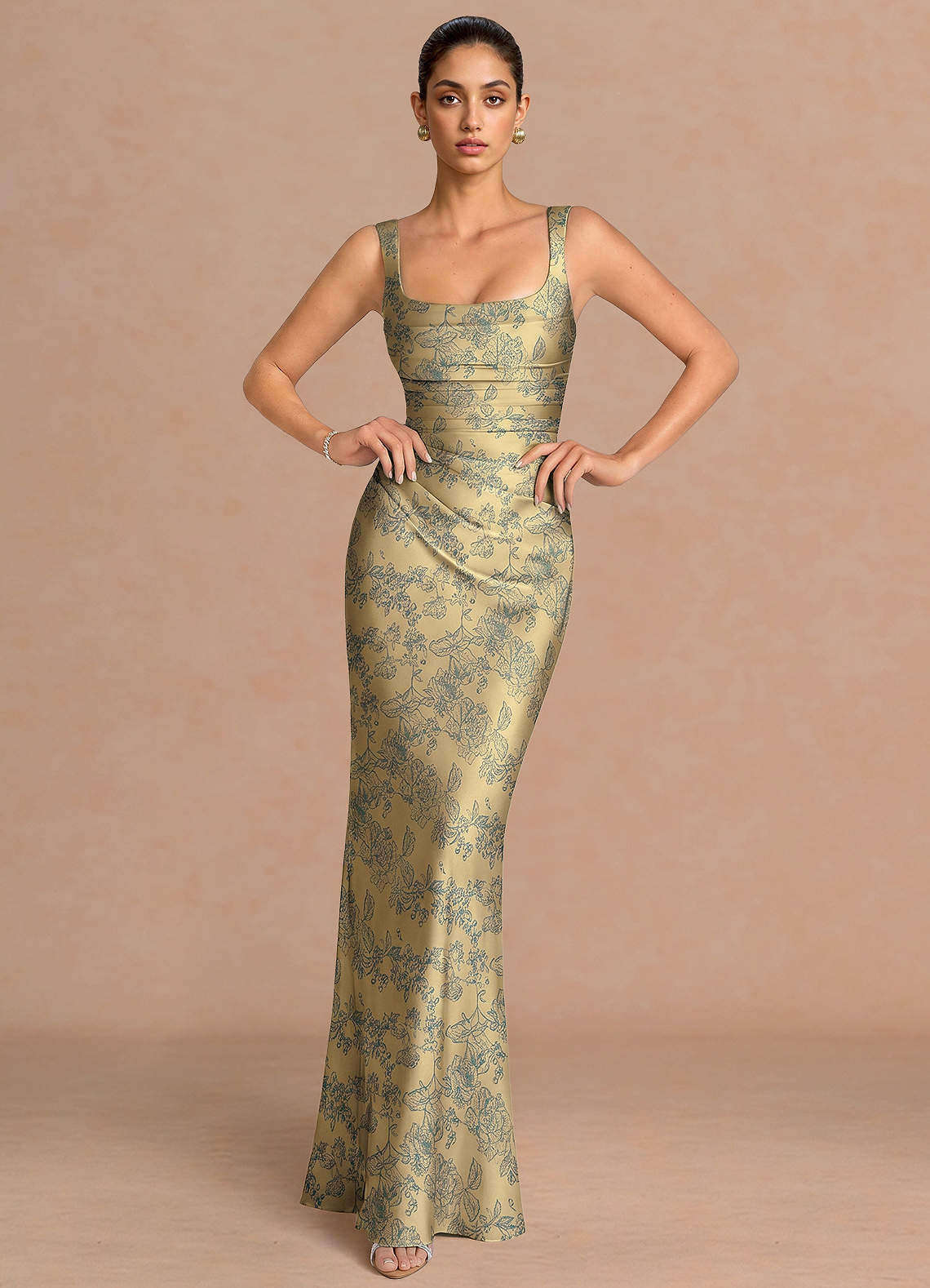 Agustina Green Brown Maxi Dress