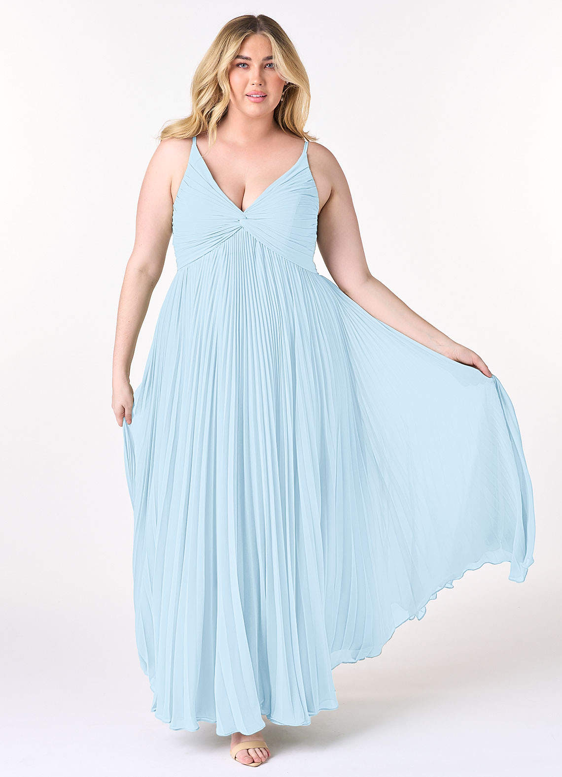 Azazie Raychelle Bridesmaid Dresses Sky Blue A-Line V-Neck Chiffon Dress image6