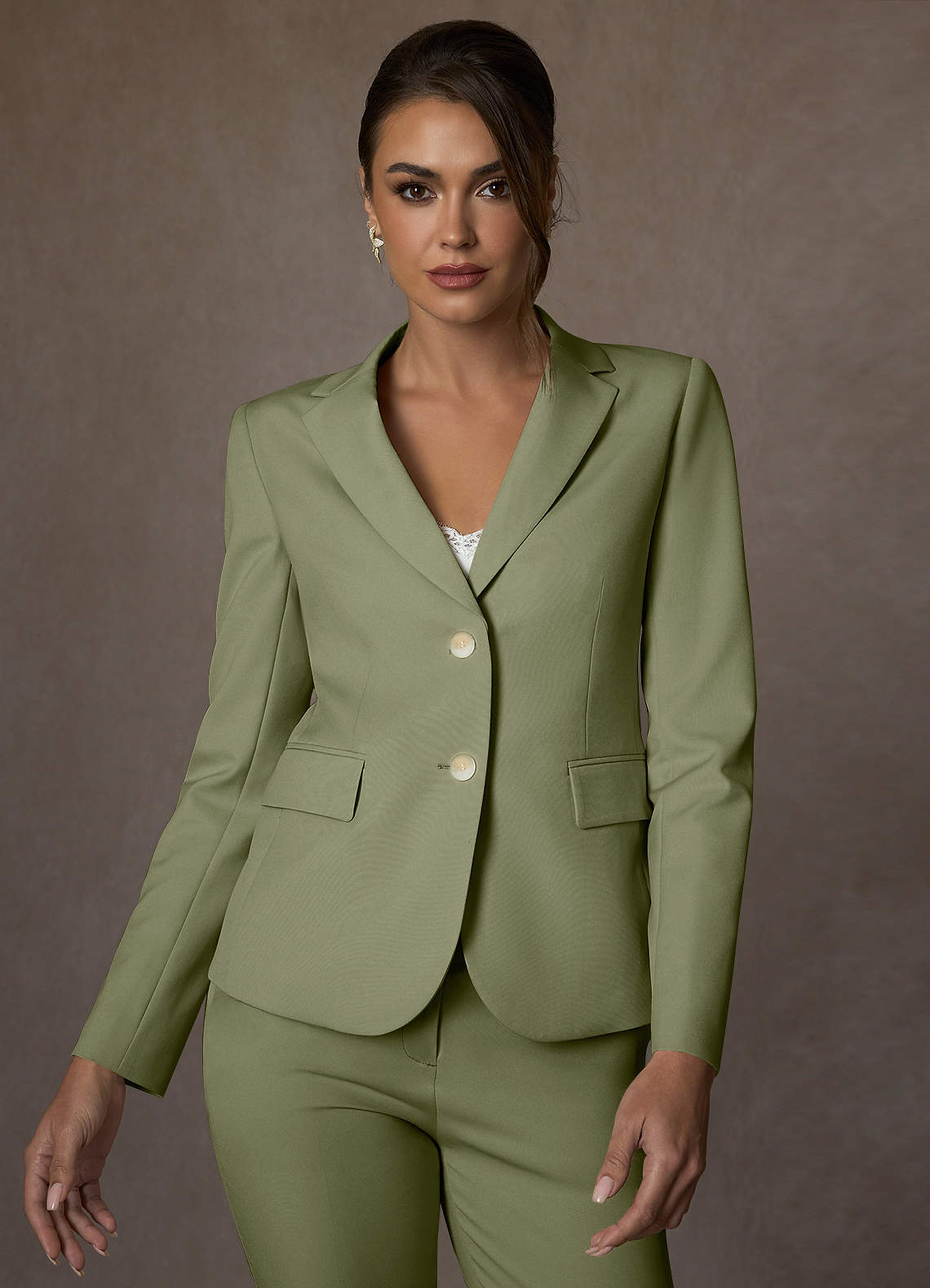 front Whitney Pistachio Structured Stretch Blazer