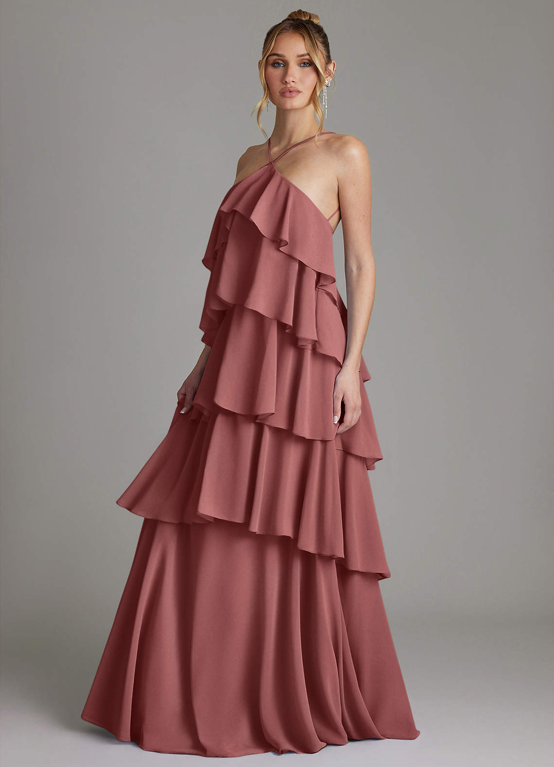 Azazie Deena Brudtärnklänningar Klä av A-Linje i Chiffong Rynkad Ametist image4