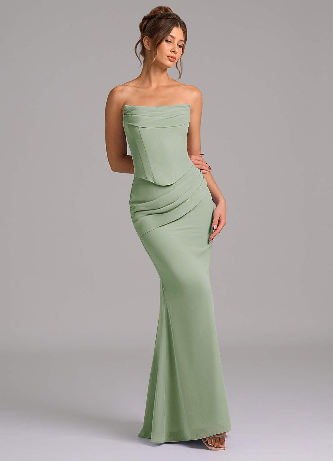 Azazie Sorrel Suknie dla druhen Syrena Gorset Szyfon Do ziemi Sukienka image6