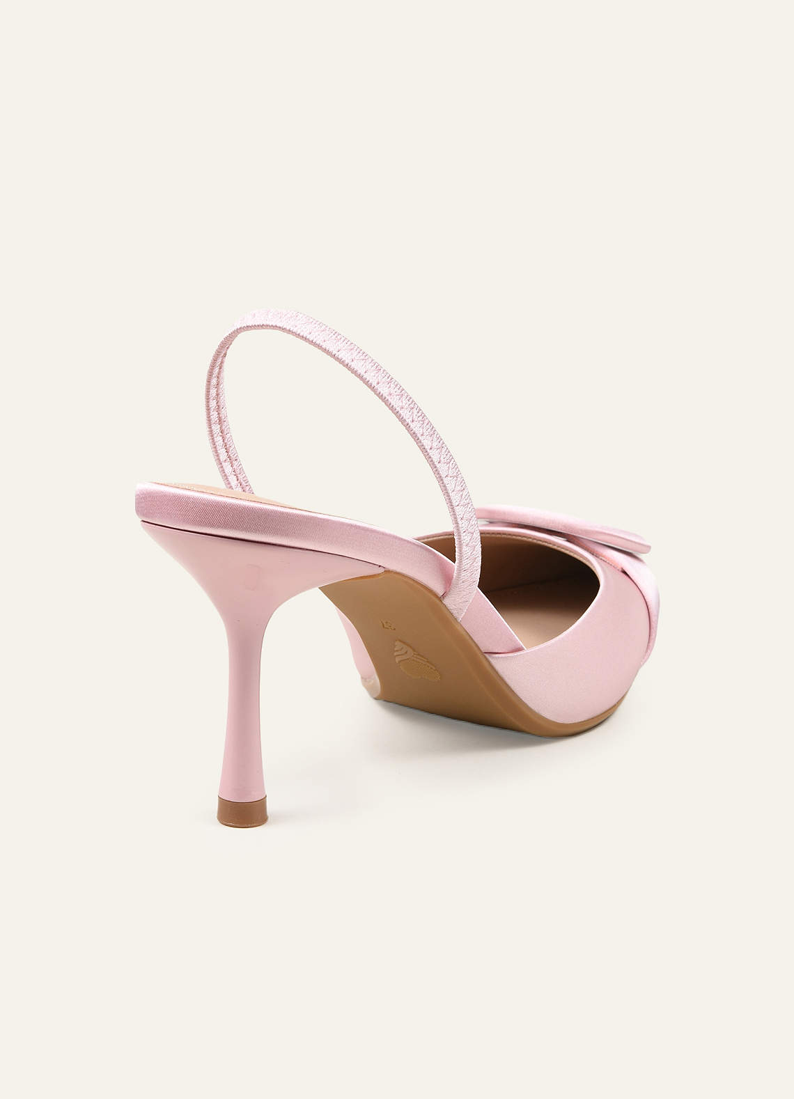 front Satin Buckle Slingback Stiletto Pumps