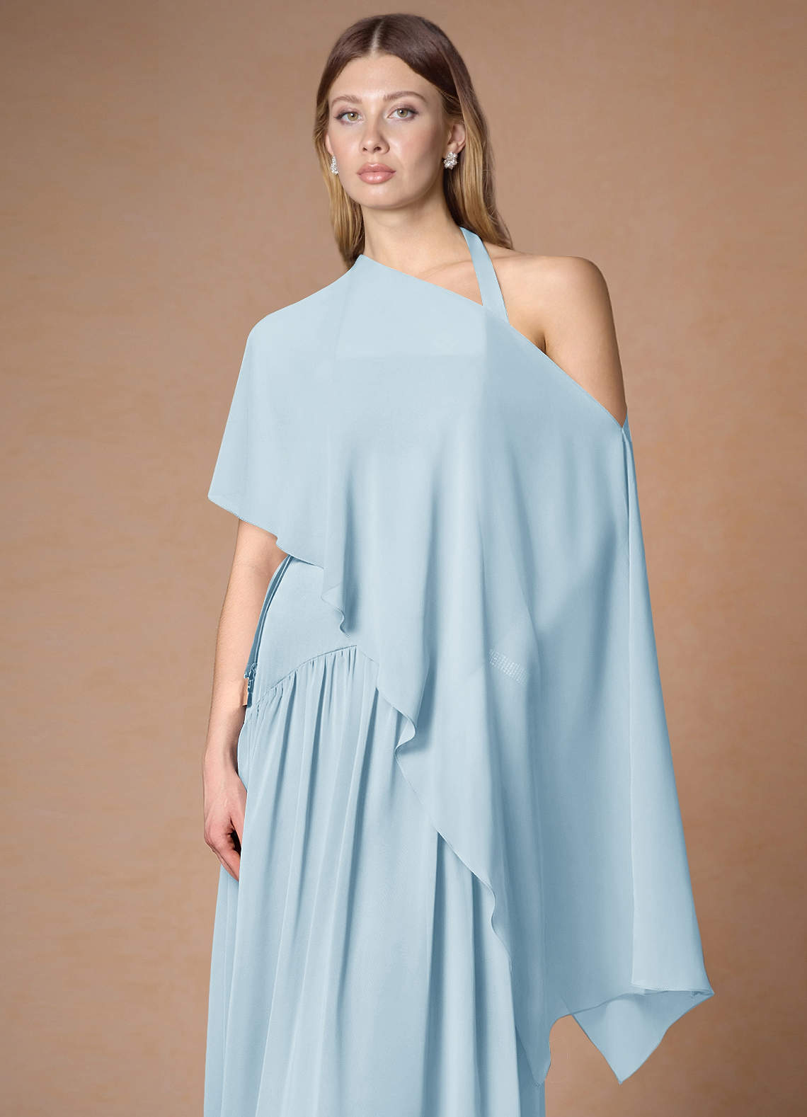 front Azazie Matching Color Chiffon Multiway Cape