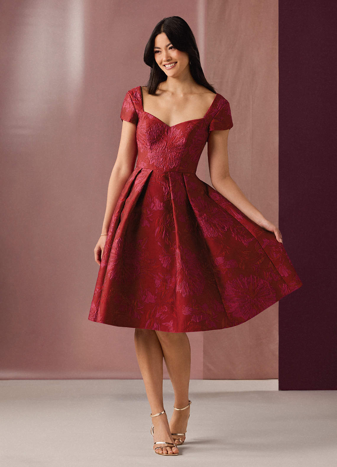 Zoe Red Hot Pink Midi Dress | Azazie