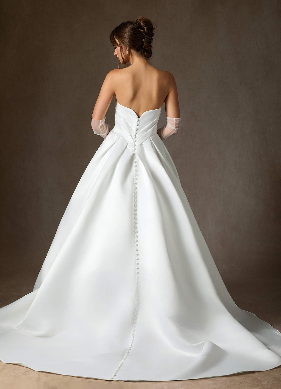 Azazie Adelise Wedding Dresses Diamond White Ball-Gown Strapless Satin Dress image9