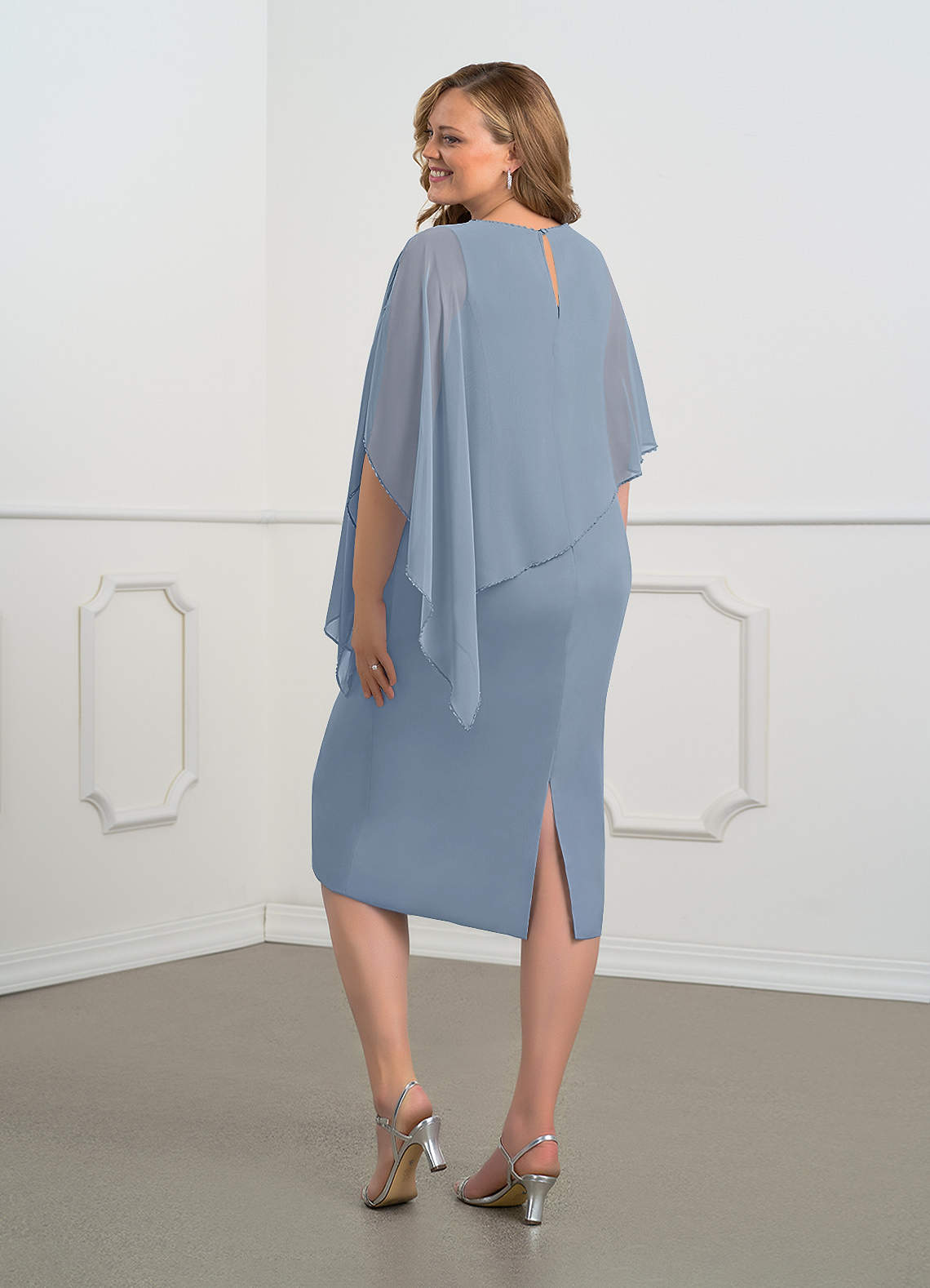 Azazie Sparrow Mother of the Bride Dresses Dusty Blue Sheath Sequins Chiffon Dress image7