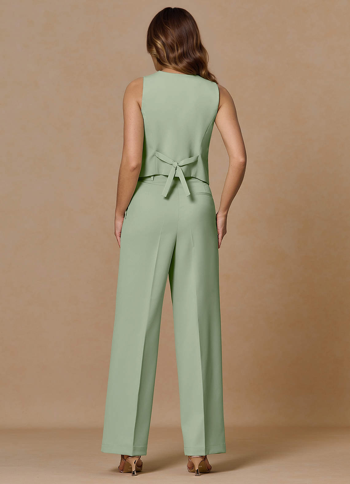 front Rowan Dusty Sage Refined Weave Performance vest