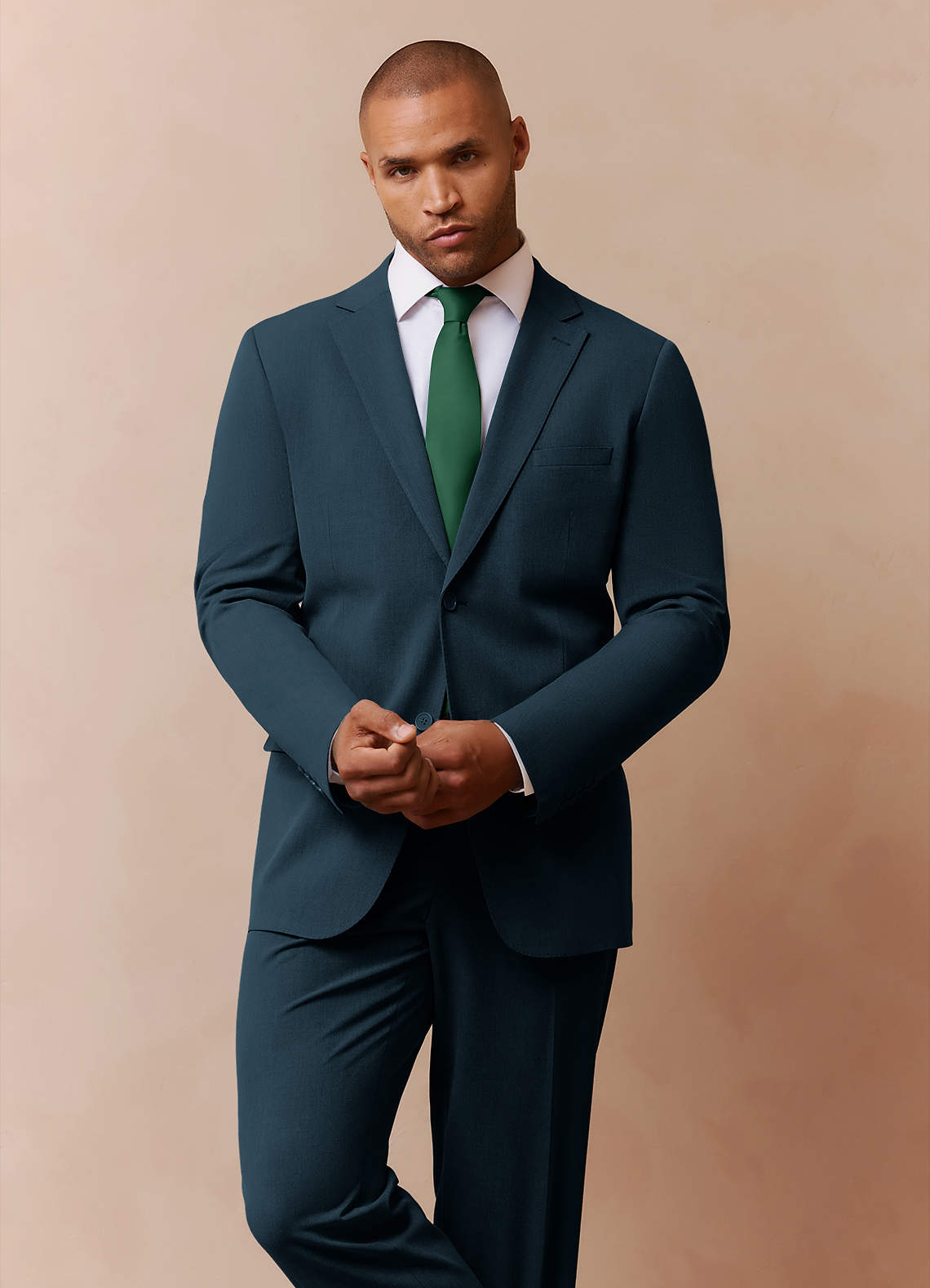 front Savile Teal Wool Blend Suit Jacket