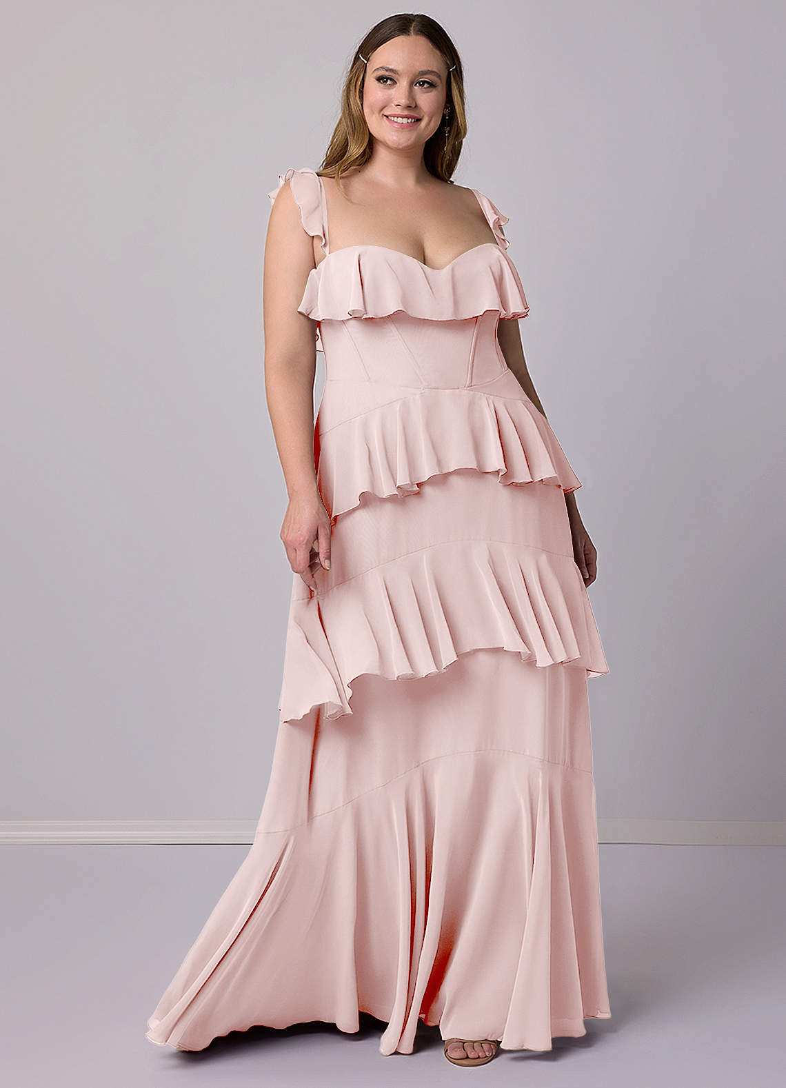 Barbie ♥ Azazie Jurken voor bruidsmeisjes Jurk van Chiffon met A-Lijn Sweetheart Halslijn Blozend Roze image1