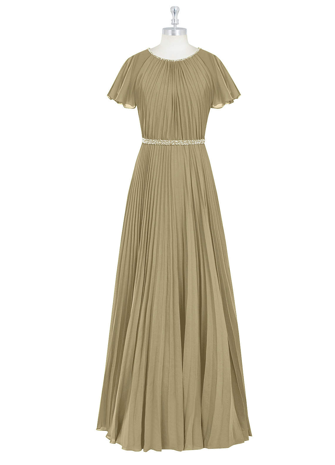 Azazie Kara At-home Try On Dresses A-Line Pleated Chiffon Floor-Length Dress image6