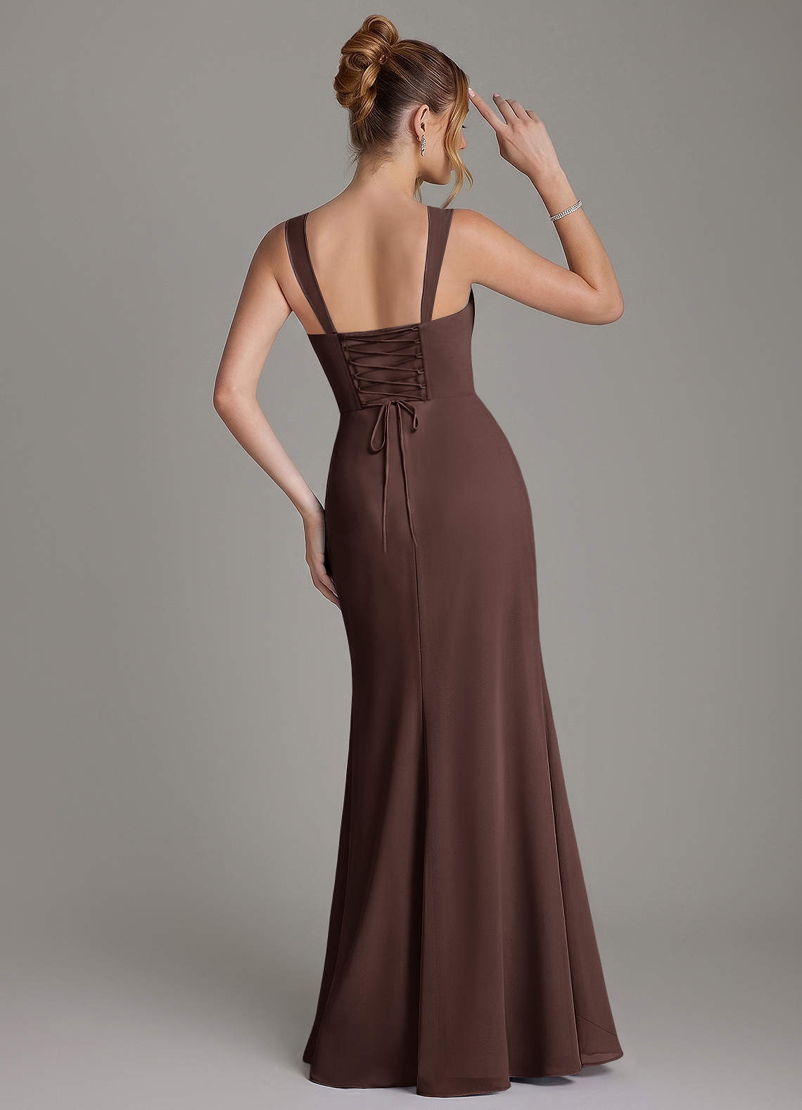 Azazie Agustina Bridesmaid Dresses Ganache Mermaid Corset Chiffon Dress image6