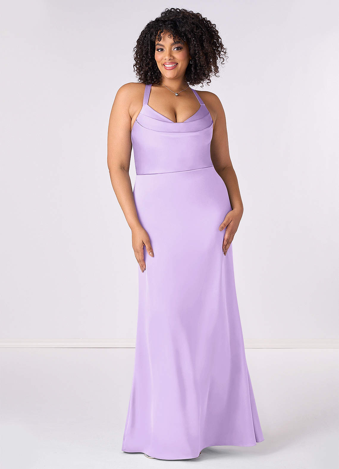 Barbie ♥ Azazie Bridesmaid Dresses Lilac Mermaid Pleated Stretch Satin Dress image1