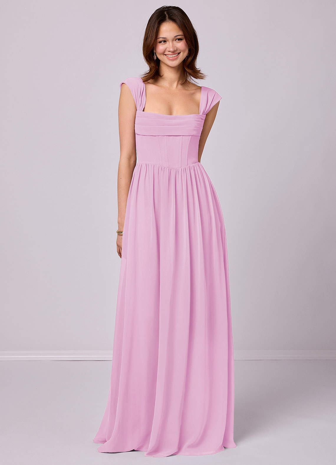 Barbie ♥ Azazie Brautjungfernkleider A-Linie Korsett Chiffon Kleid Bonbonrosa image1