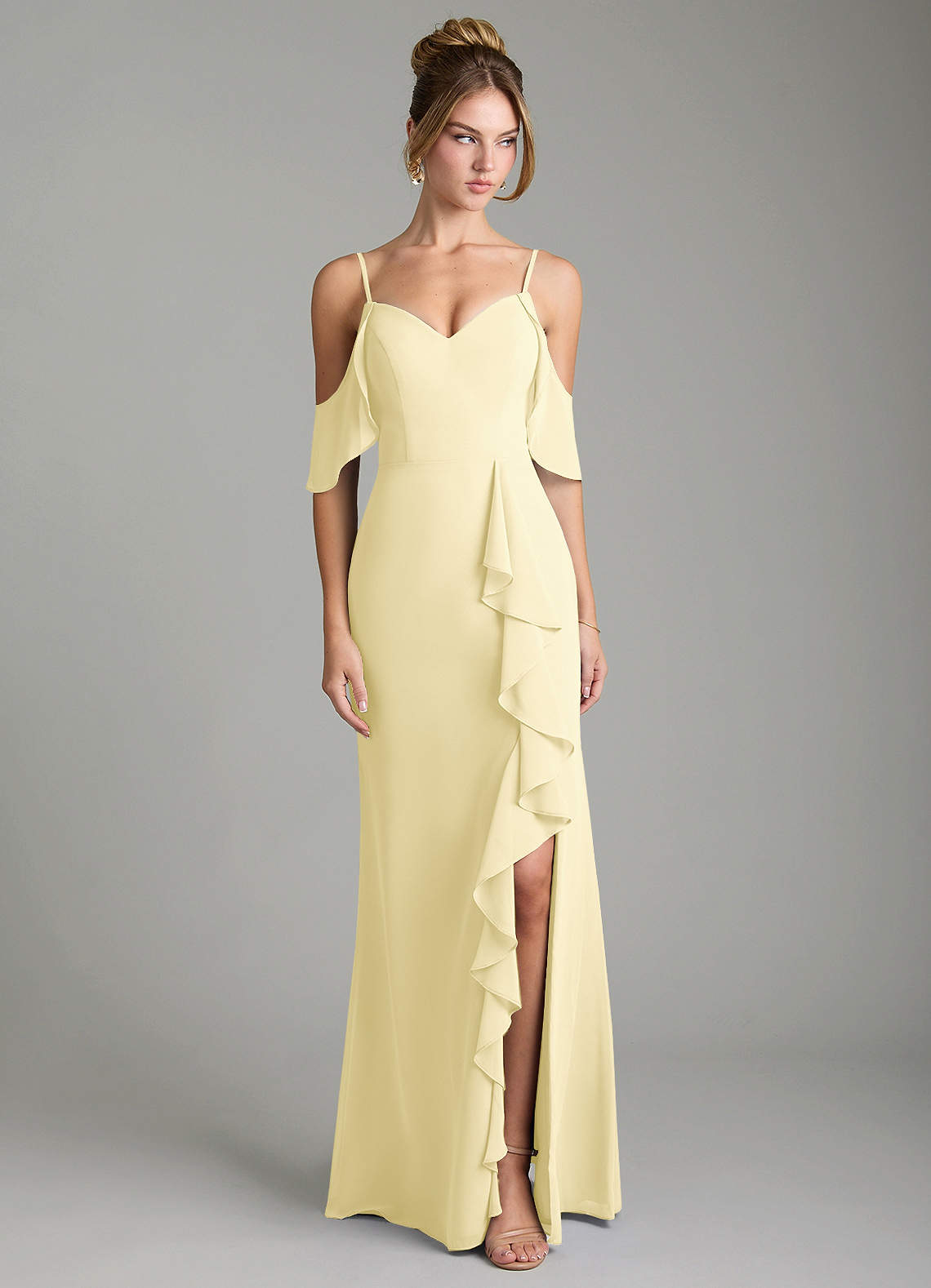 lemon chiffon bridesmaid dresses Azazie Alexys