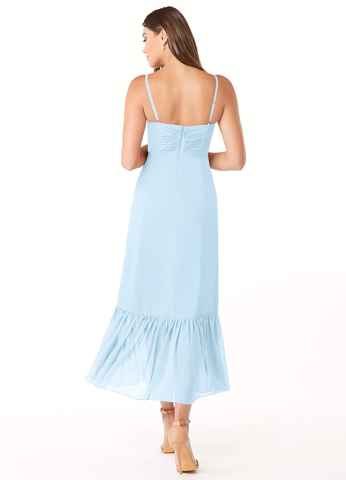 Azazie Justina Bridesmaid Dresses Sky Blue A-Line Sweetheart Neckline Chiffon Dress image1