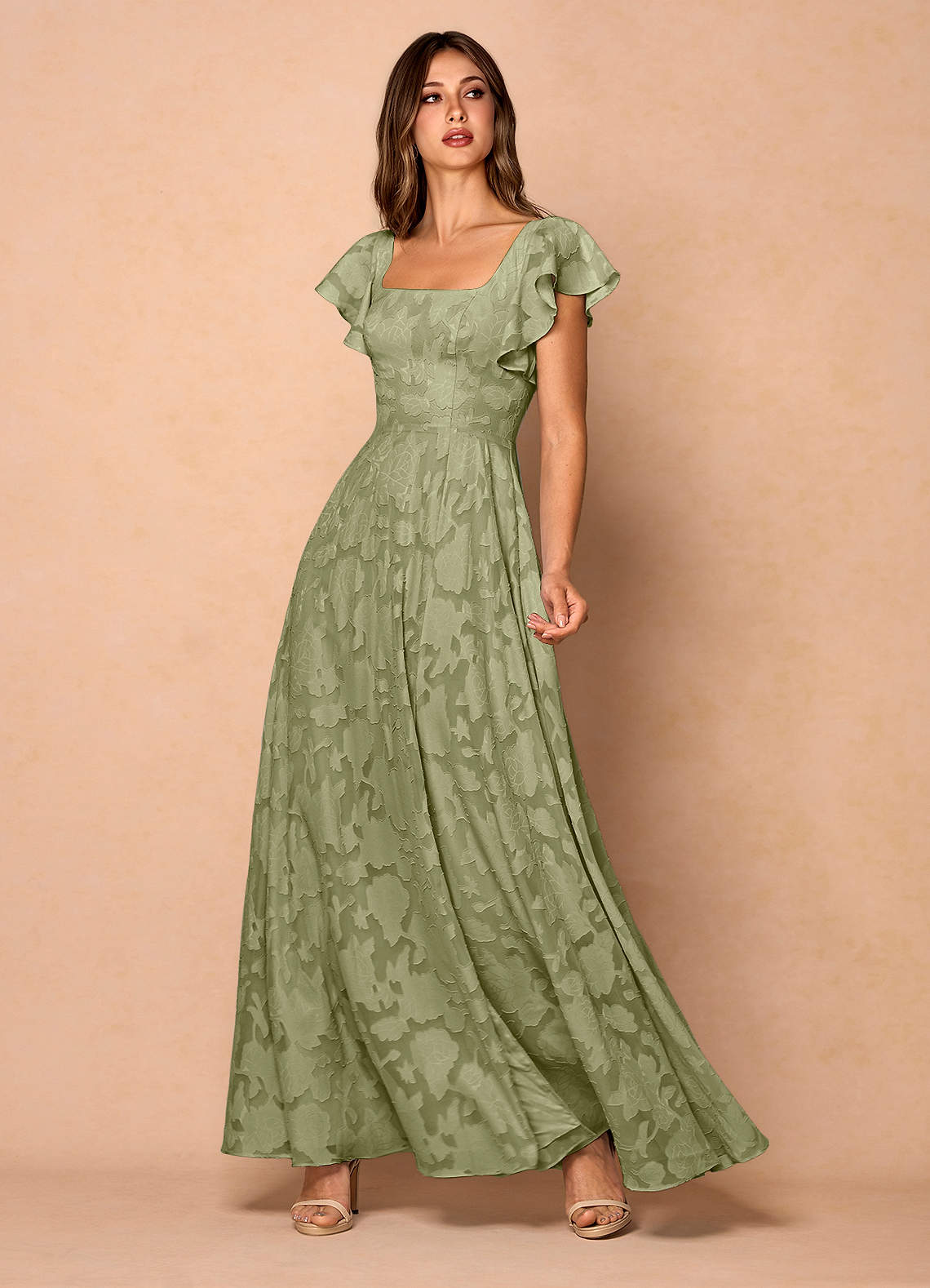 Azazie Plus Size Floor-Length Maxi Dresses A-Line Wedding Guest Formal Dresses Square Ruffles Mist Azazie Plus Size Floor-Length Maxi Dresses A-Line Wedding Guest Formal Dresses Square Ruffles Mist