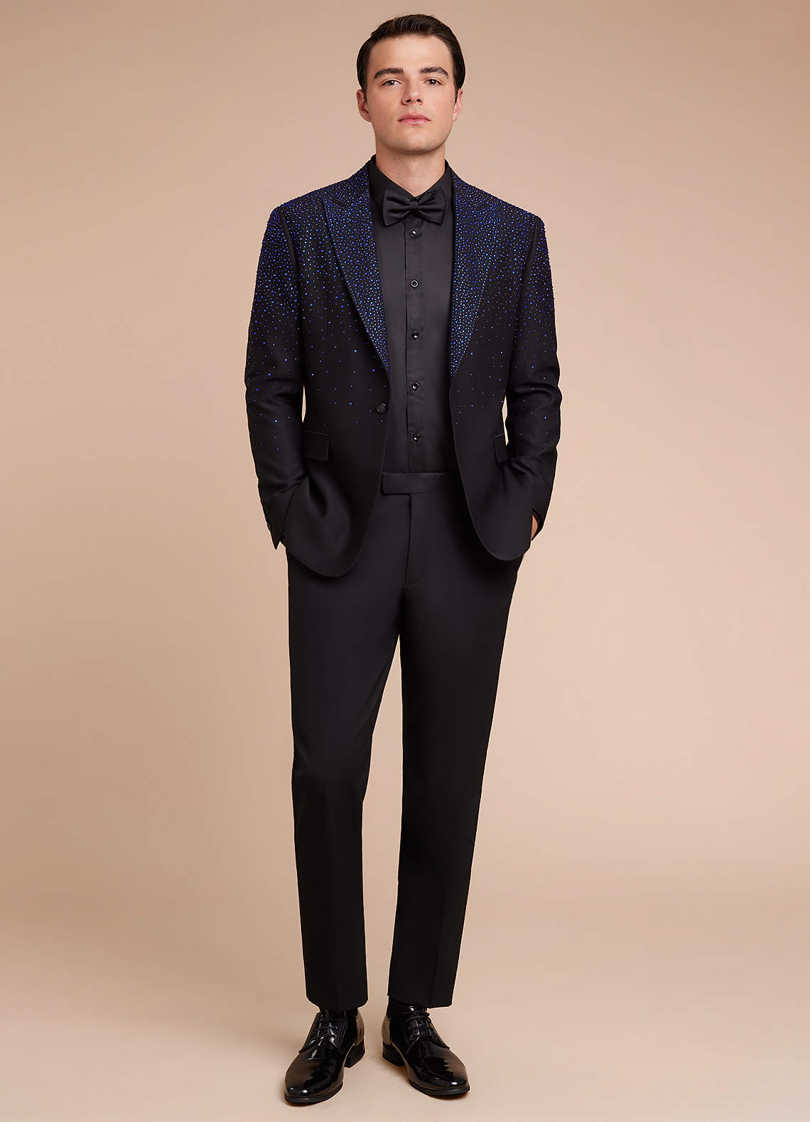 front Victor 검은색 라인스톤 턱시도