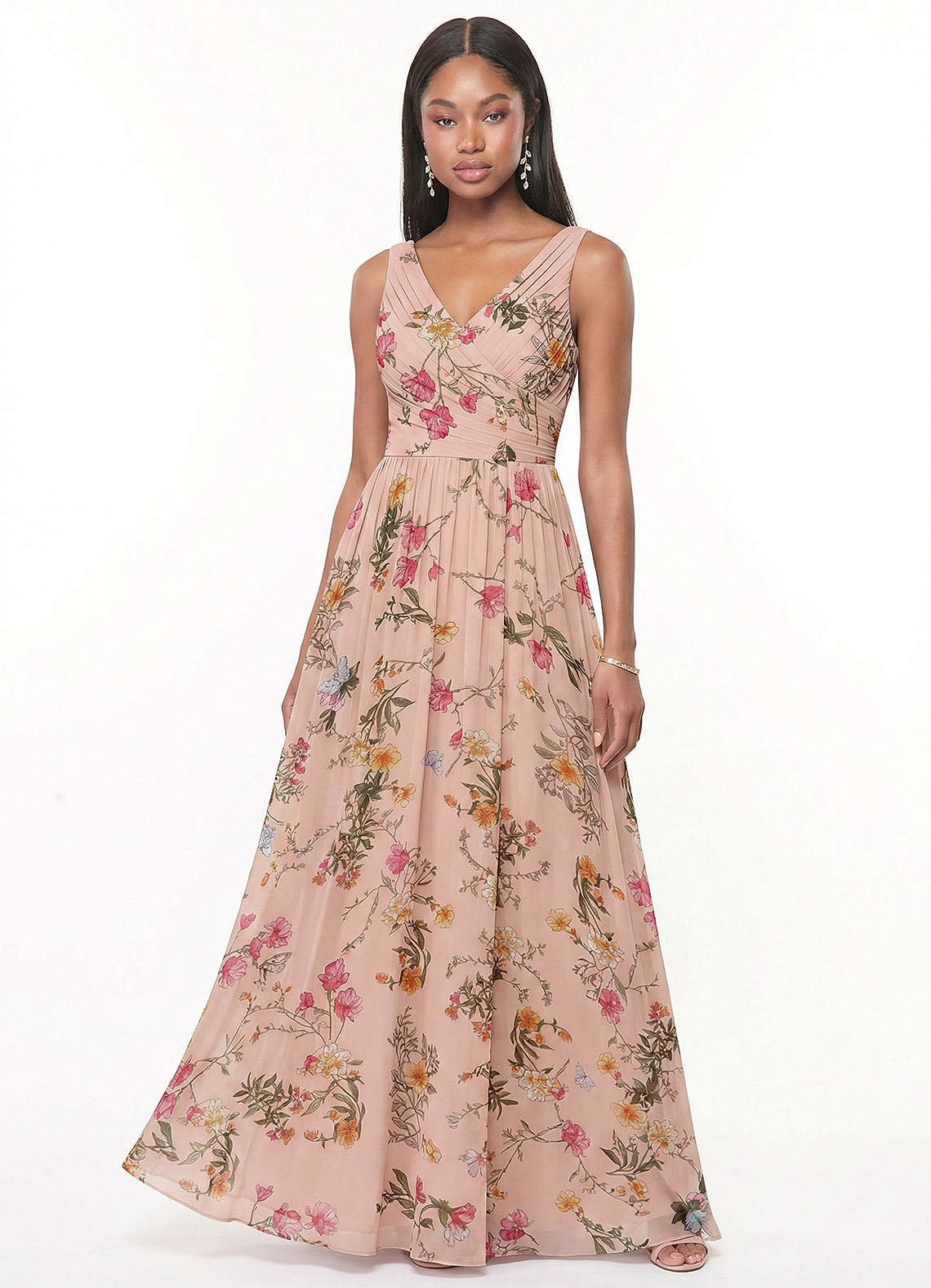 Azazie Keyla Rose Petal Floral Chiffon Bridesmaid Dresses | Azazie