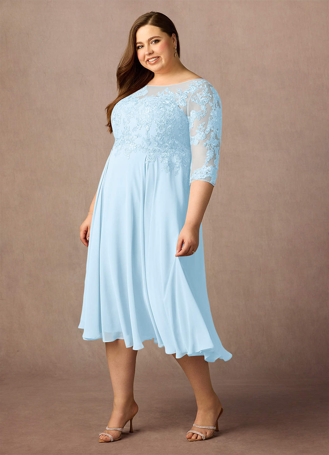 Azazie Marge Mother of the Bride Dresses Sky Blue A-Line Scoop Lace Chiffon Dress image8