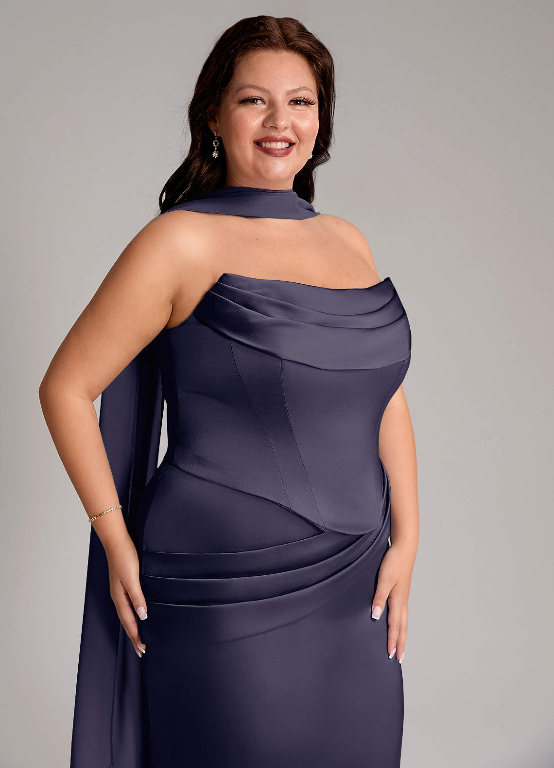 Azazie Sorrel Bridesmaid Dresses Stormy Mermaid Strapless Stretch Satin Convertible Dress image9
