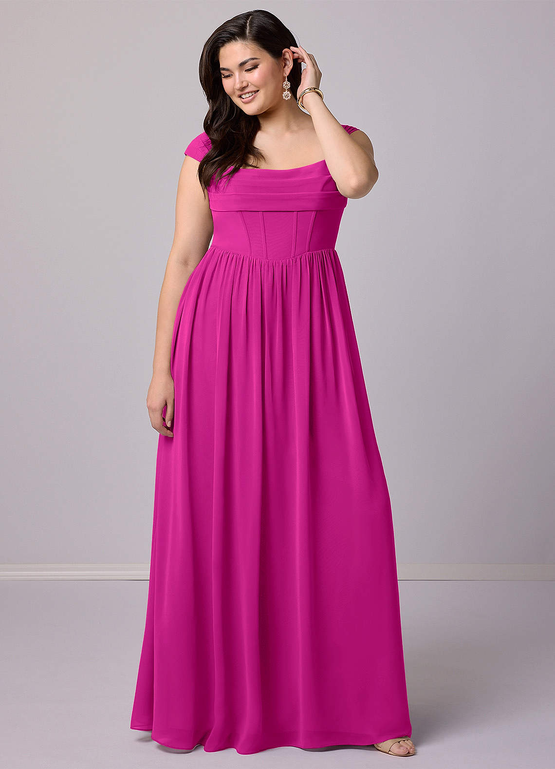 Barbie ♥ Azazie Bridesmaid Dresses Fuchsia A-Line Corset Chiffon Dress image10