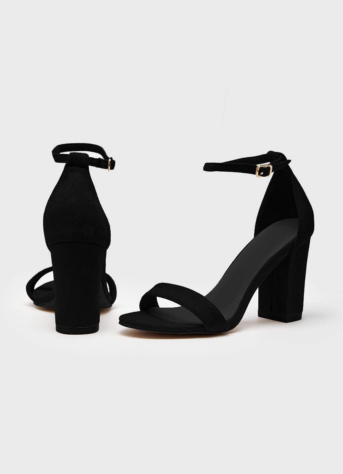 front Simple Ankle Strap Block Heel Sandals