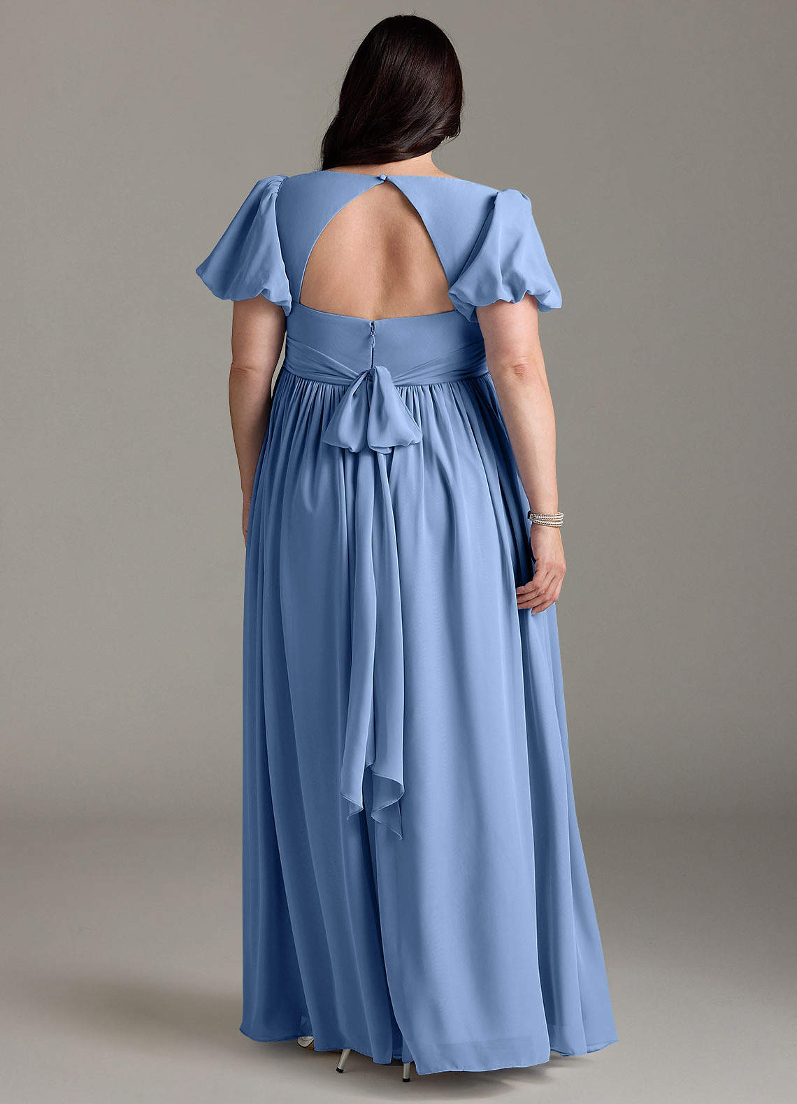 Azazie Madisynn Maternity Bridesmaid Dresses Bow Chiffon Floor-Length Dress image5