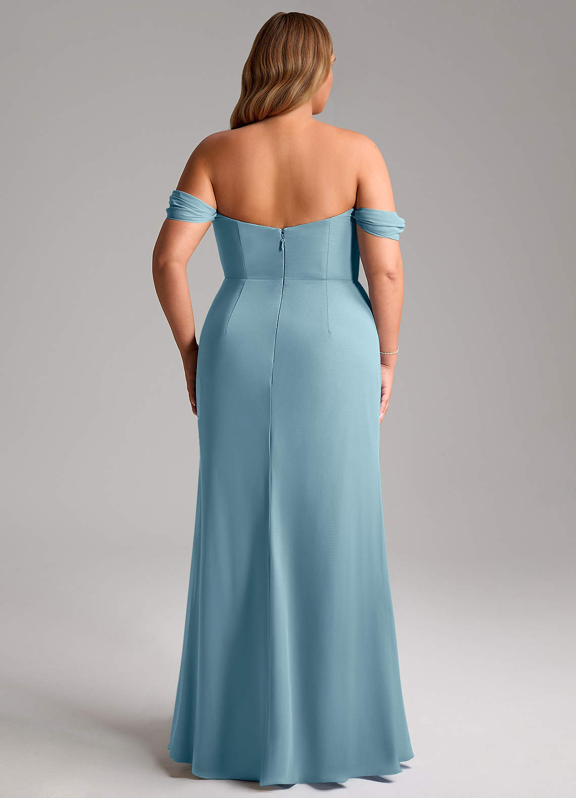 Azazie Saige Vestidos de damas de honor Vestido de Azul Malhumorado de Gasa de Corte en A Convertible con Vestidos sin tirantes image14