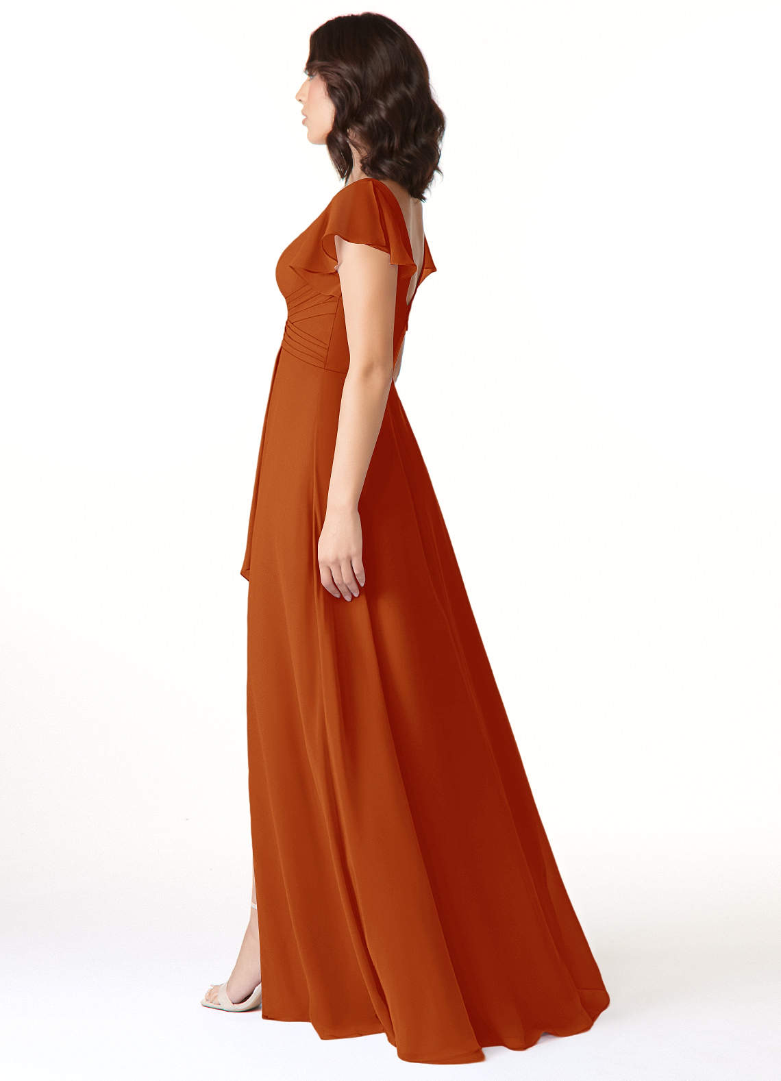 Azazie Omari Bridesmaid Dresses Paprika A-Line Chiffon Dress image2
