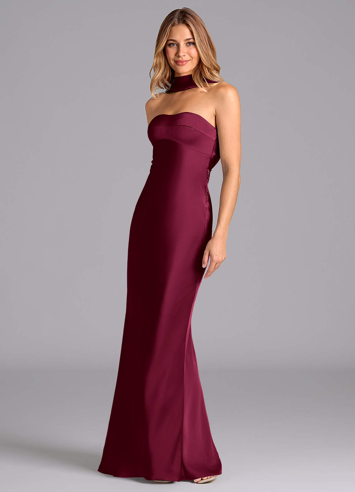 burgundy satin bridesmaid dresses Azazie Lusinda Tola Striped Shirt Dress Corset Dresses Size:Tall XL Available in sizes 0–30