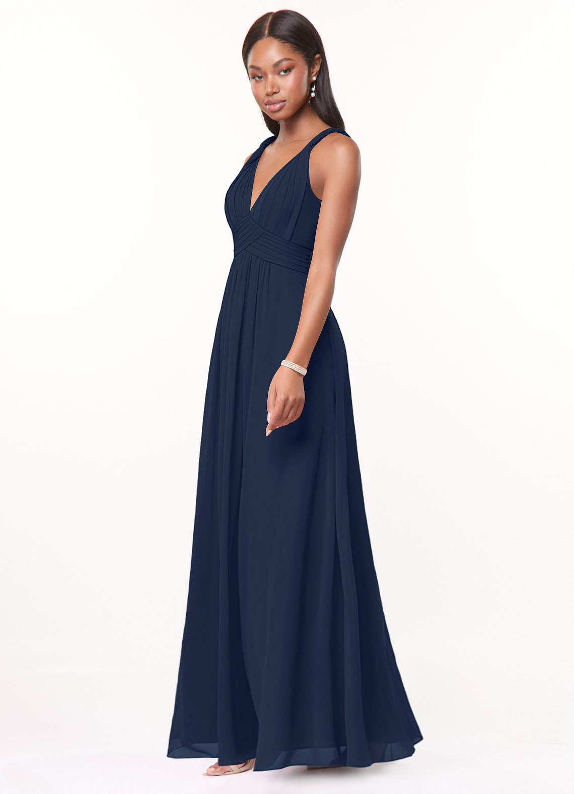 Azazie Maren Dark Navy Chiffon Bridesmaid Dresses | Azazie