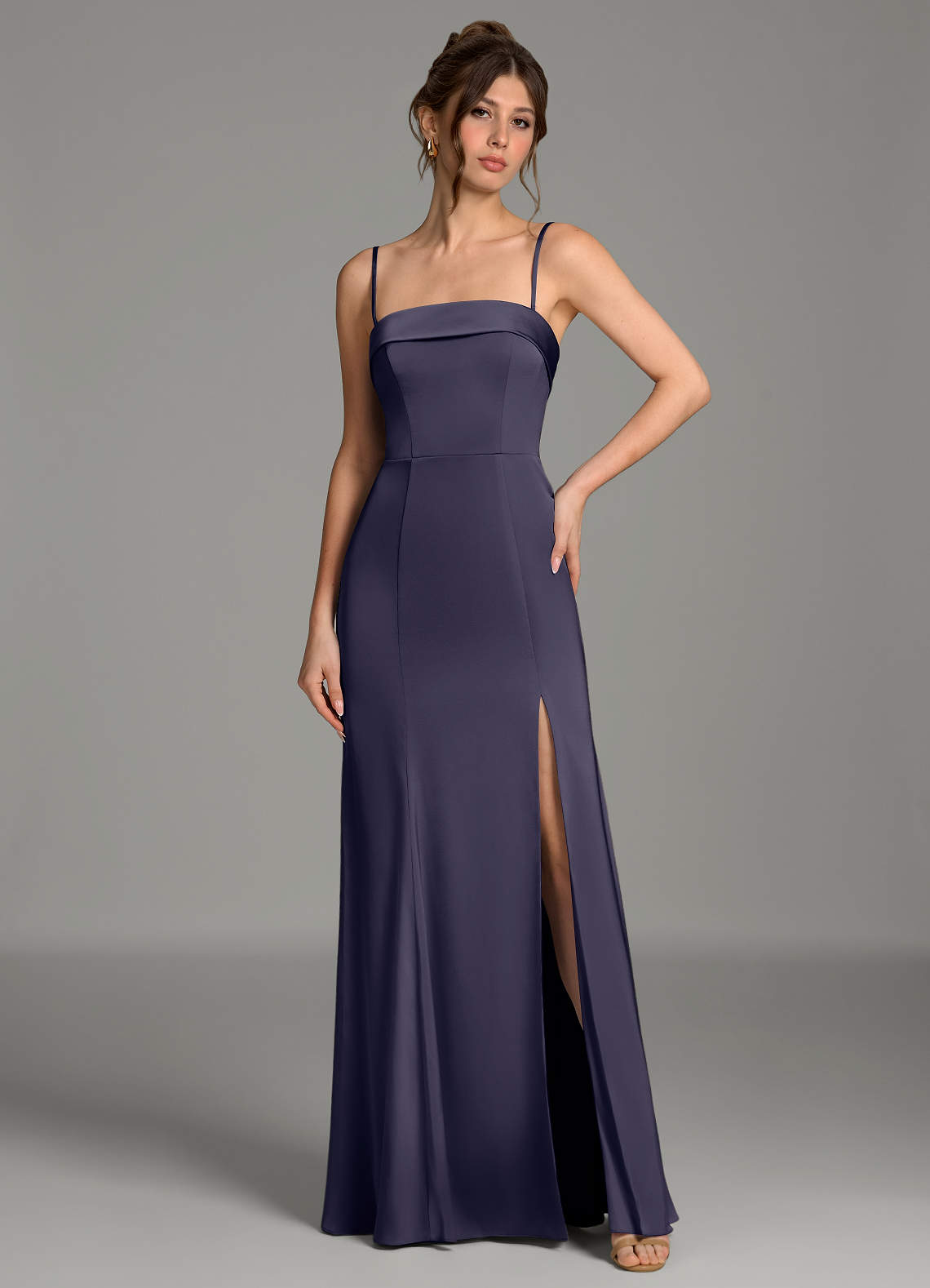 helena bridesmaid dress Azazie Stormy Stretch Satin Dresses length gown drapes beautifully style-number:114450 Remember the bridesmaids dresses Size:36 inches