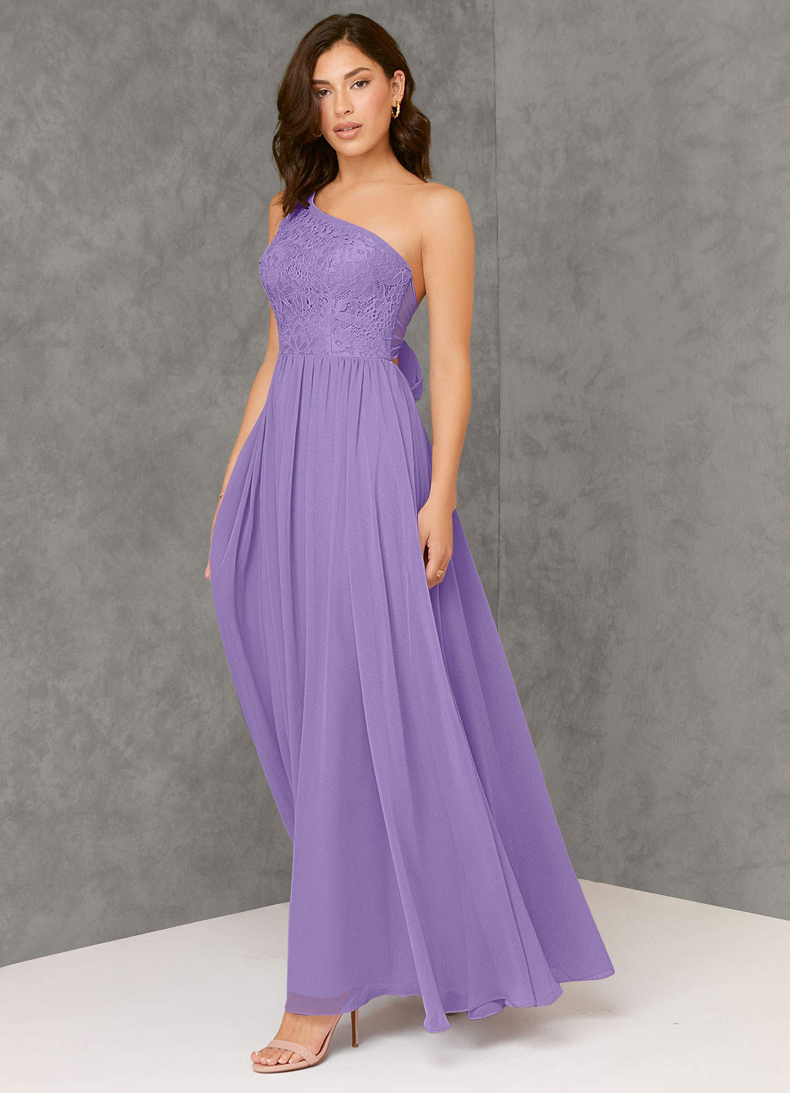 Lace Top A-line Floor-length Chiffon Dress Tahiti