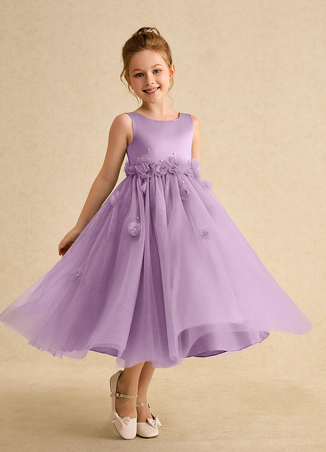 Azazie Lux Flower Girl Dresses Wisteria A-Line Beaded Tulle Dress image1