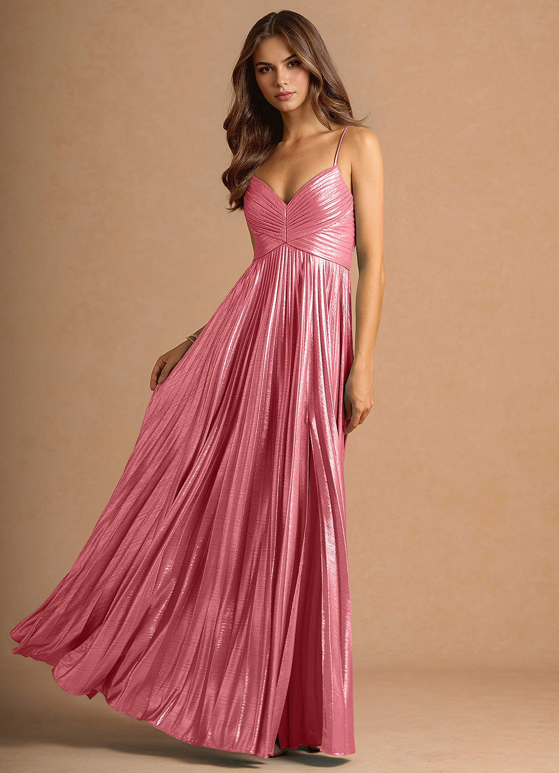 Vestido Cuarzo Rosa Largo Calliope Azazie