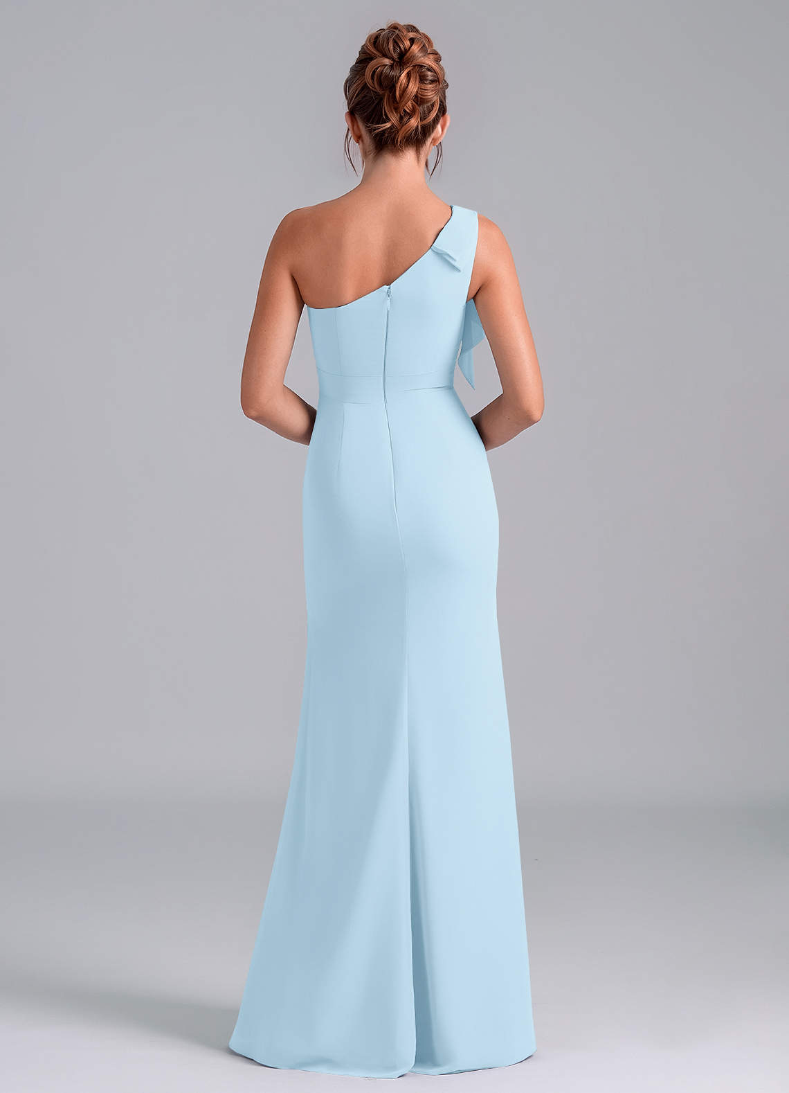 Azazie Rinna Bridesmaid Dresses Sky Blue Mermaid One Shoulder Chiffon Dress image1
