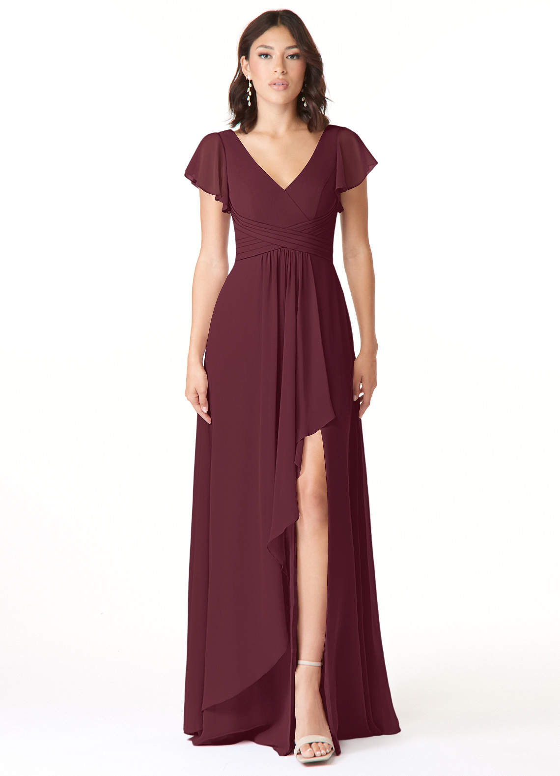 Azazie Omari Vestidos de madrinha de casamento Vestido Cabernet de Chiffon de Linha A image1