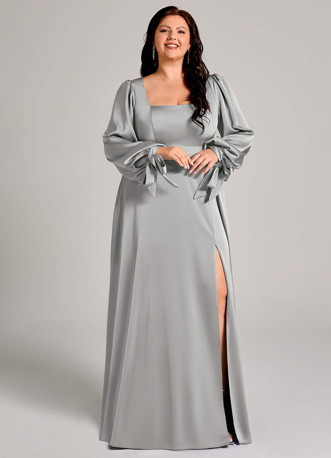 fitted lace wedding dress Nightway Short Plus Size Long Sleeve Dress 22052W main image 0