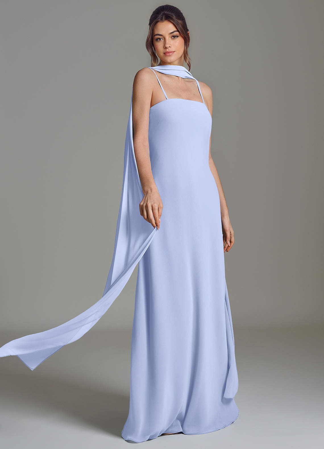 azazie ice blue bridesmaid dresses Azazie Plus Size Sheath Square Neck Floor-Length Chiffon Bridesmaid Dresses