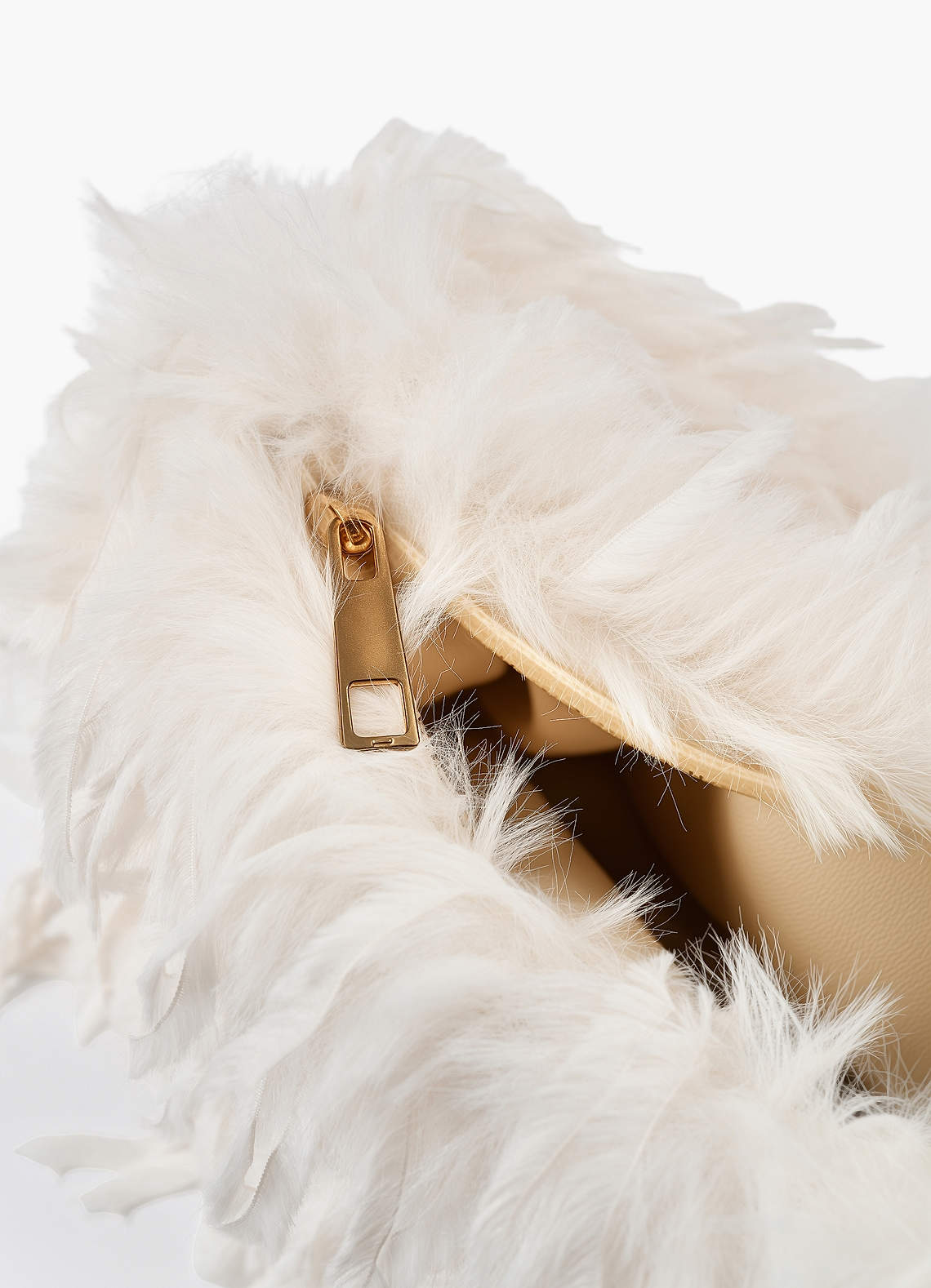 front Faux Feather Handbag