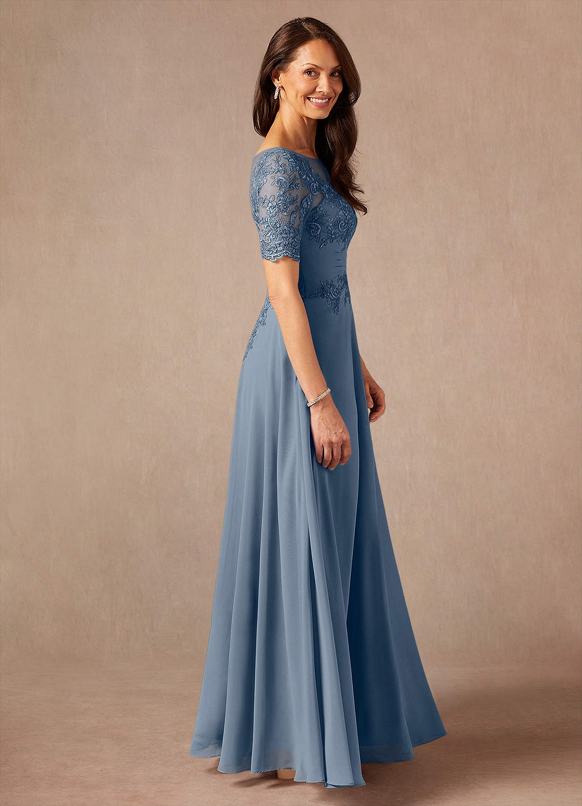 Azazie Raissa Mother of the Bride Dresses Twilight A-Line Lace Chiffon Dress image3