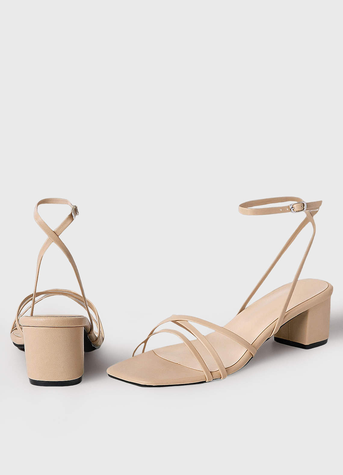 front Cross Strips Block Heel Sandals