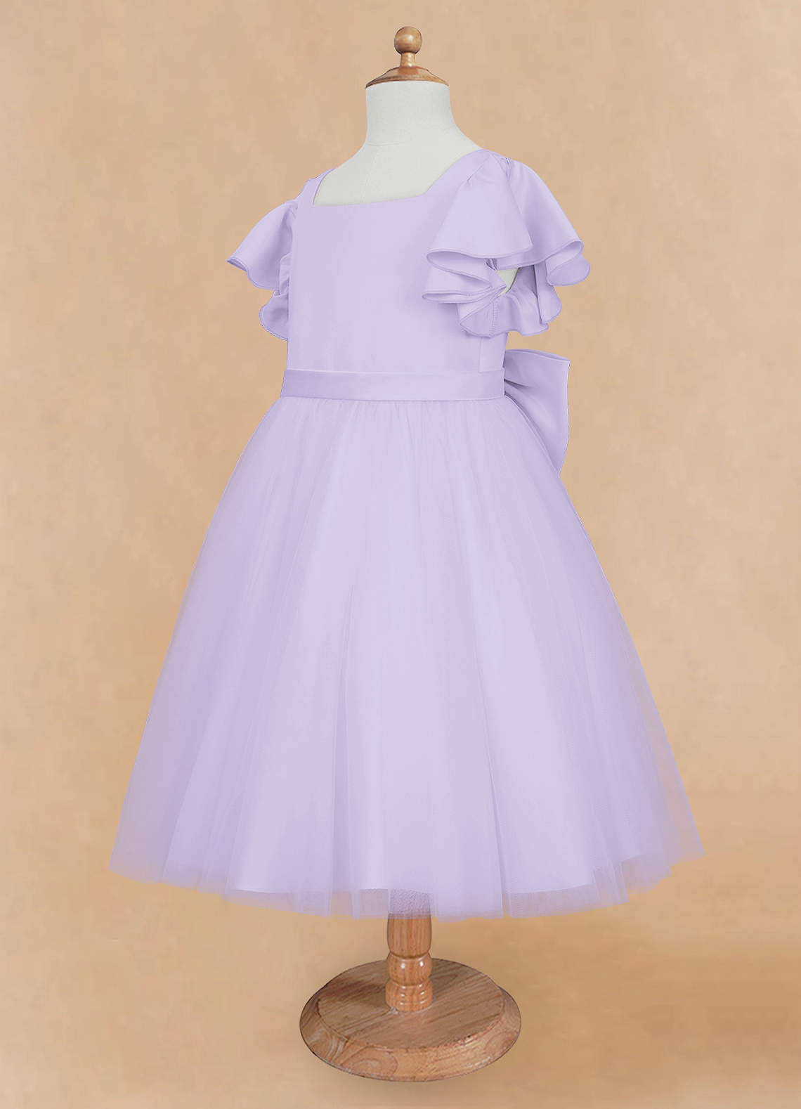 Azazie Kaeya Flower Girl Dresses Lilac A-Line Bow Tulle Dress image6
