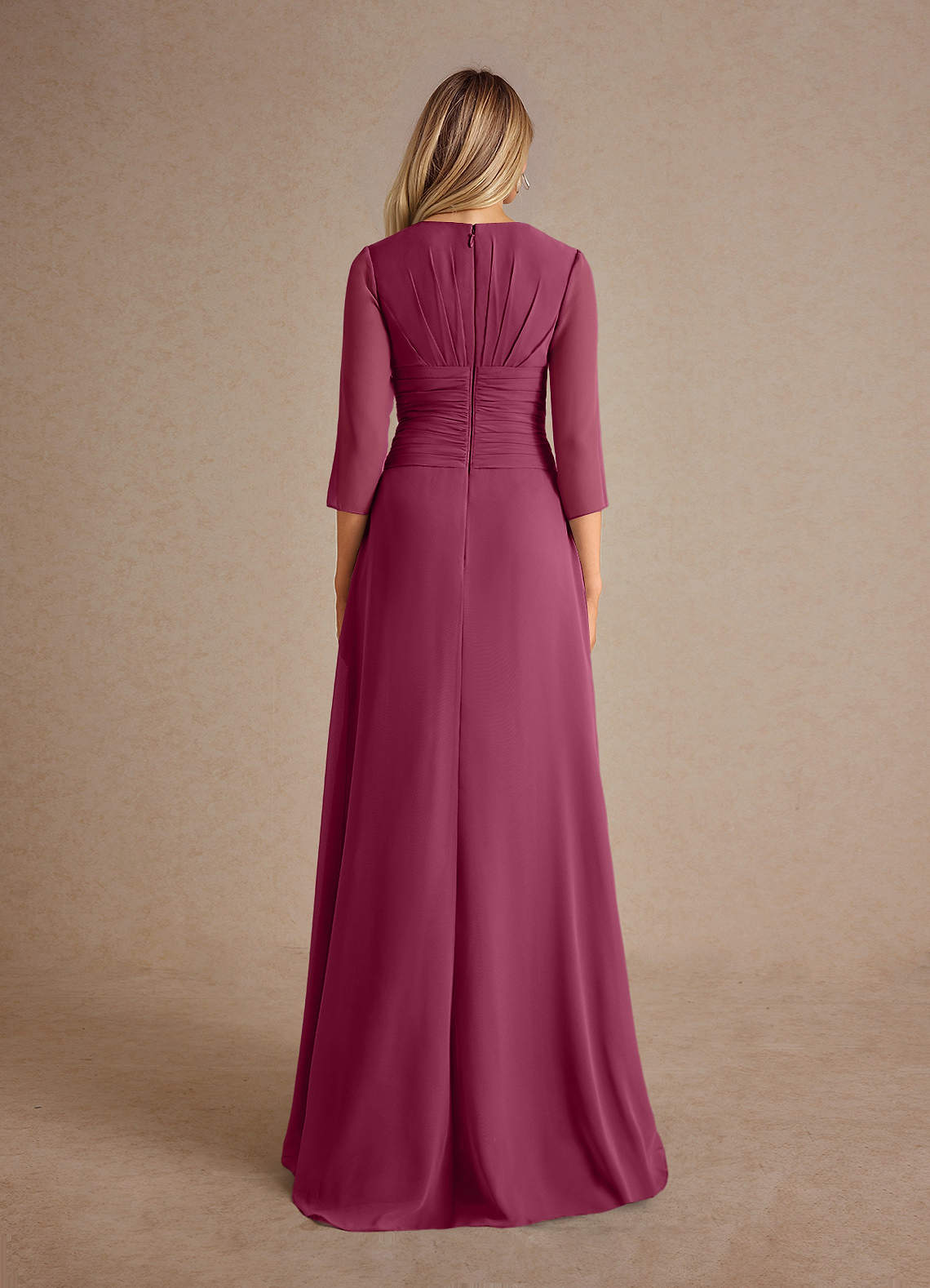 Azazie Mayfield Abiti per la Madre della Sposa Abito A-Line in Chiffon Plissettato Gelso image2