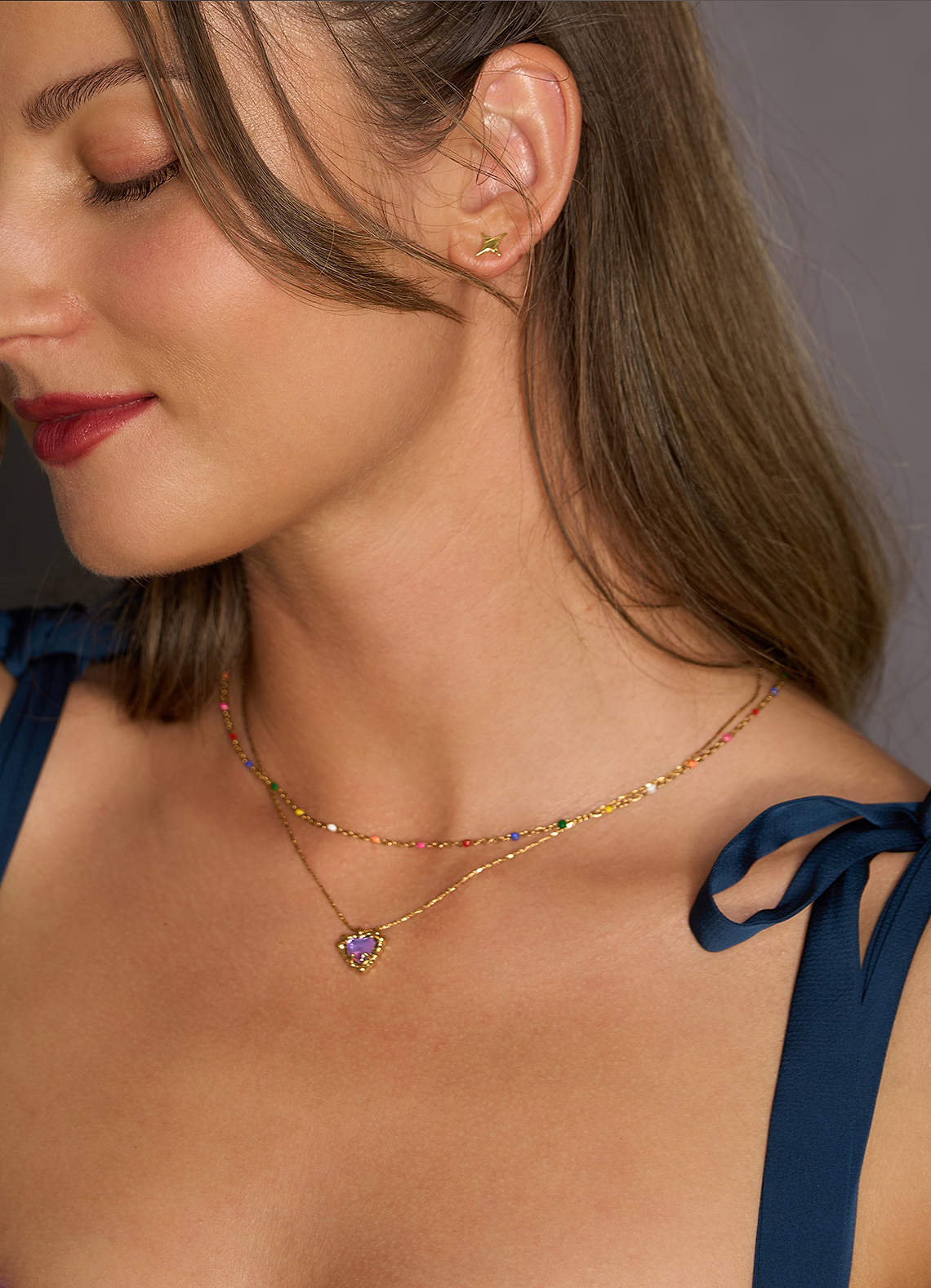front Delicate Bead Necklace