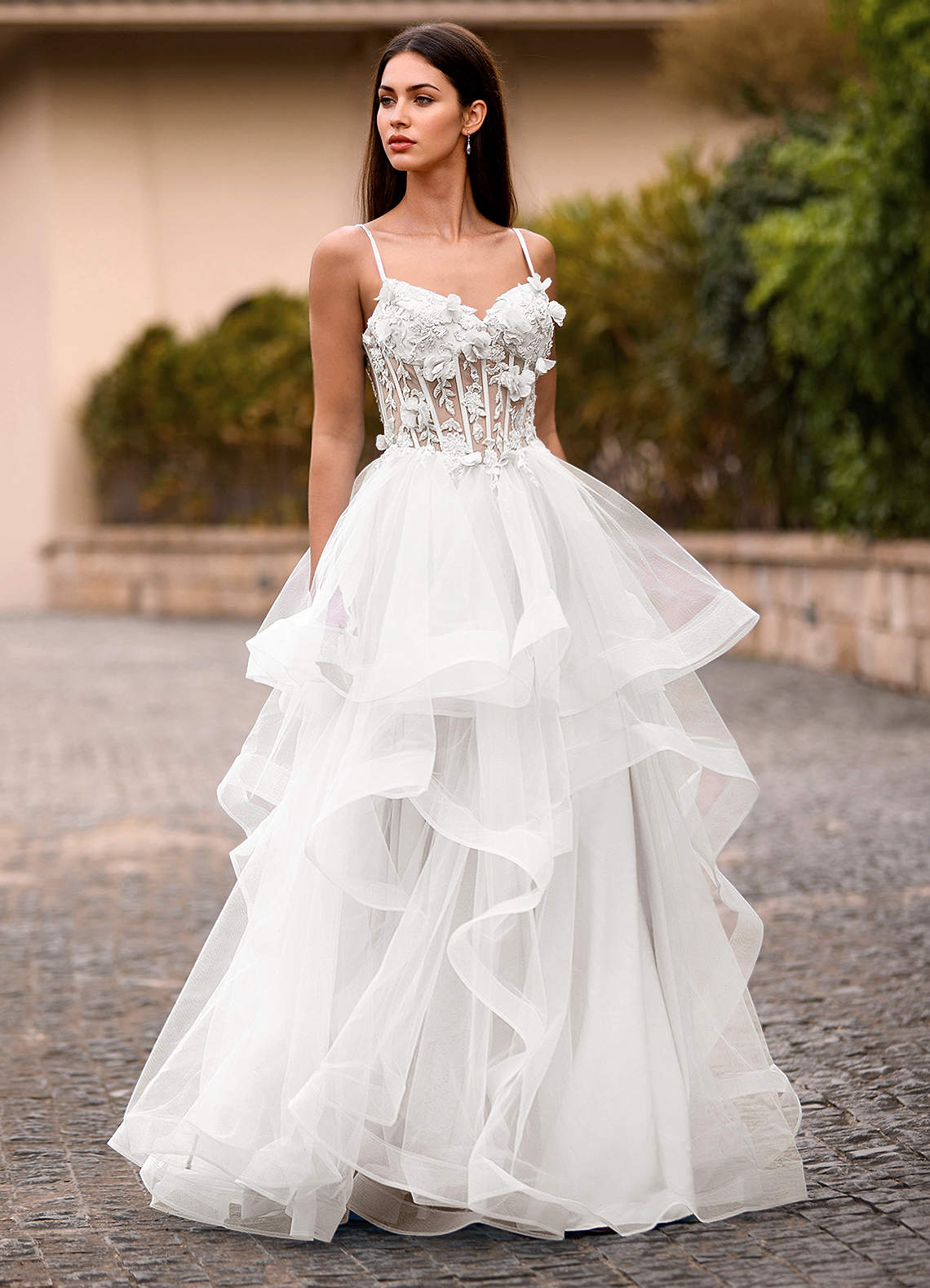 Dreama Ivoire Robe de bal corset en dentelle à volants image4