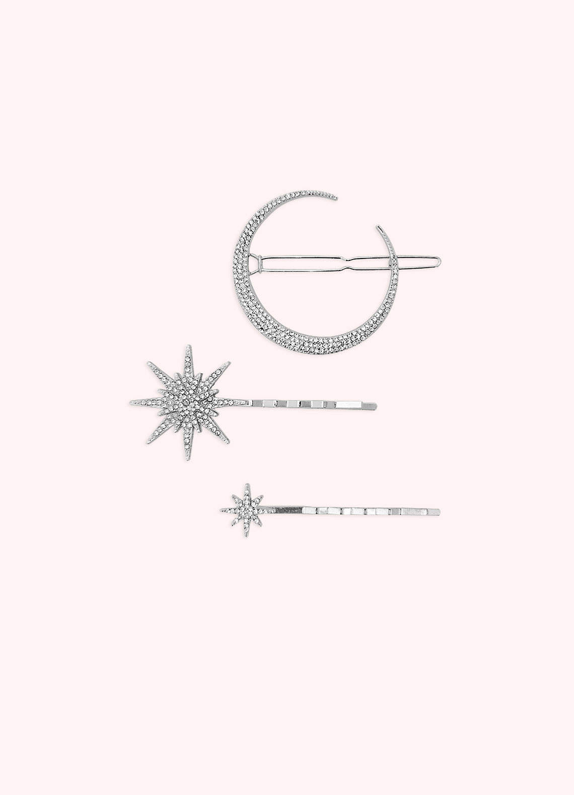 front Moon Star Hair Clip Set