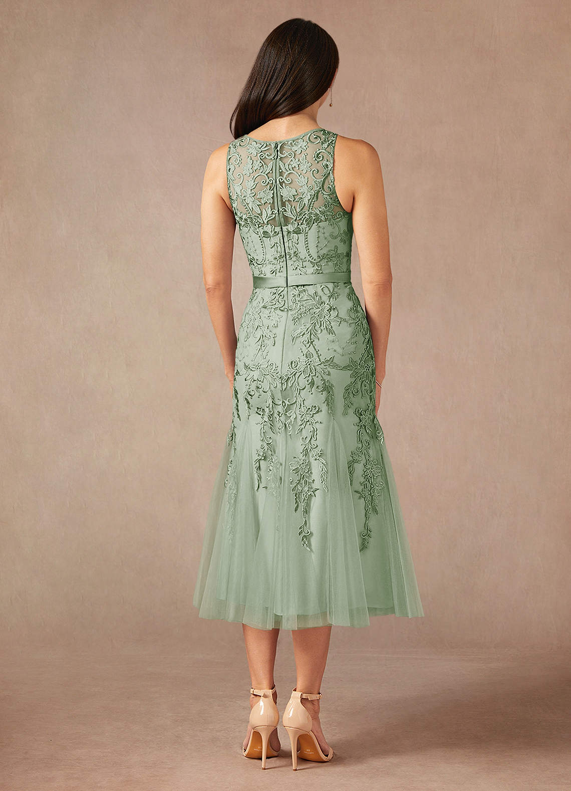 Azazie Herrin Mother of the Bride Dresses Dusty Sage Mermaid Lace Dress image2