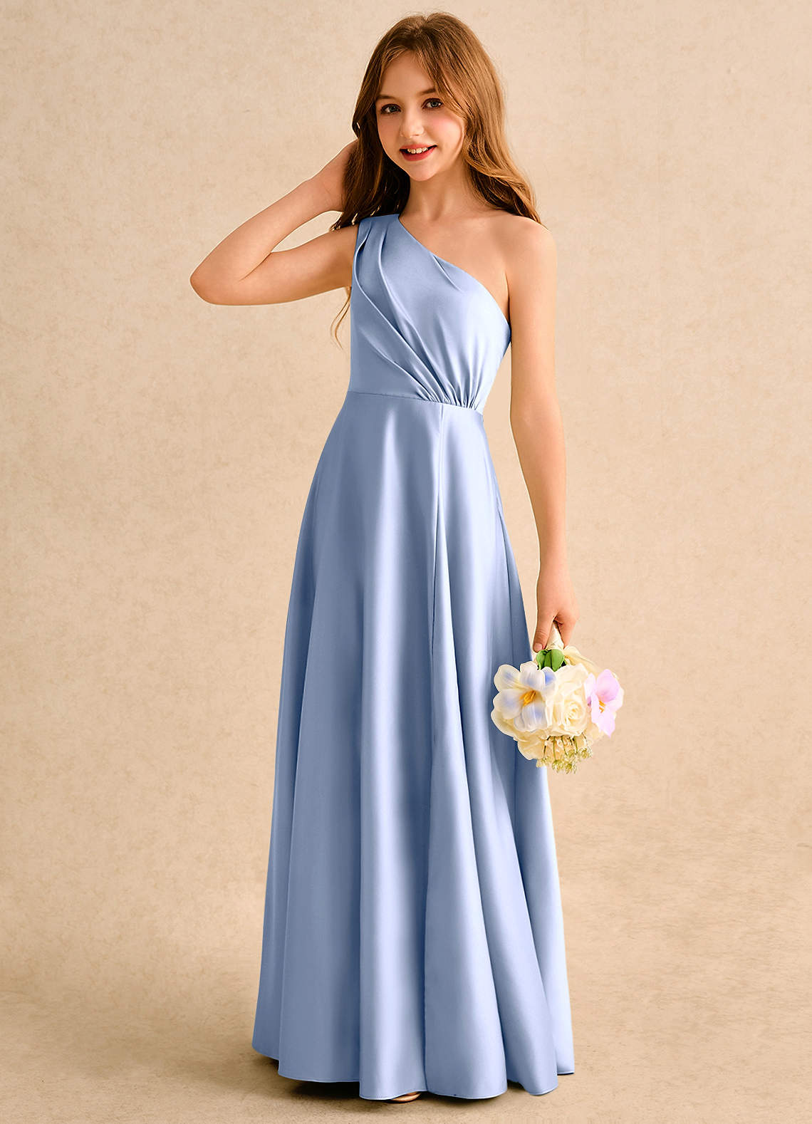 formal dress for obese men Satin Bridesmaid Dress Prom Dress Light Blue XXL Kai Ice Blue by Grace Loves Lace main image 1